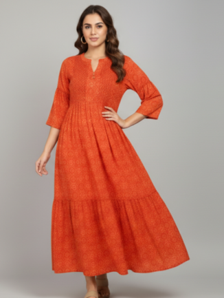 Printed Tiered Detailed Dress