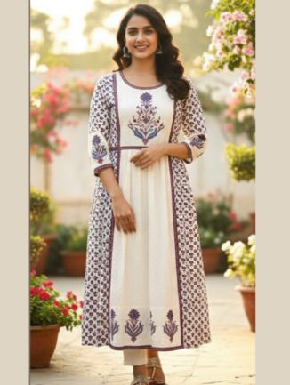 White Printed A-Line  Dress