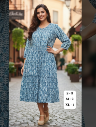 Blue Floral Print Dress