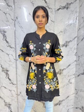 Black Floral Kurta